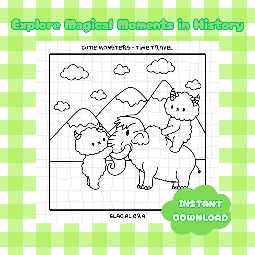 **PRODUIT NUMÉRIQUE** - Cutie Monsters Voyage dans le temps - Livre de coloriage complet