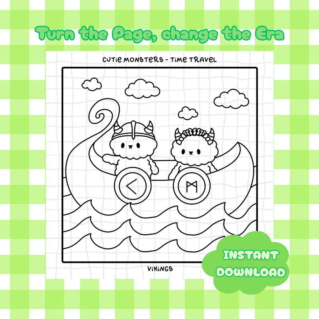 **DIGITALES PRODUKT** - Cutie Monsters Zeitreise - Vollständiges Malbuch