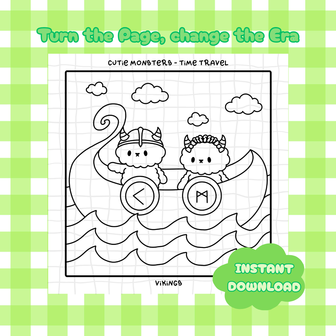 **PRODUIT NUMÉRIQUE** - Cutie Monsters Voyage dans le temps - Livre de coloriage complet