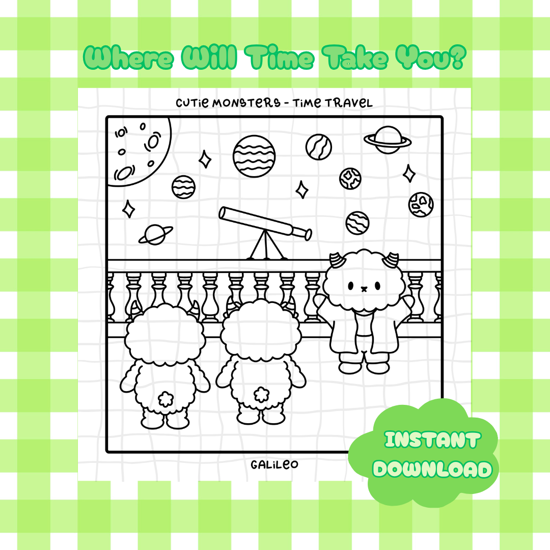 **PRODUIT NUMÉRIQUE** - Cutie Monsters Voyage dans le temps - Livre de coloriage complet